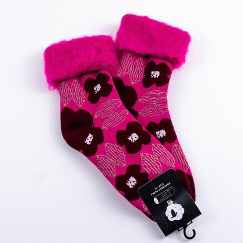 ソックス fromF モコモコソックス クッカプータラハ/花畑 ショッキングピンク サイズM 36-38 (22.5ー25cm)TV099MSPK